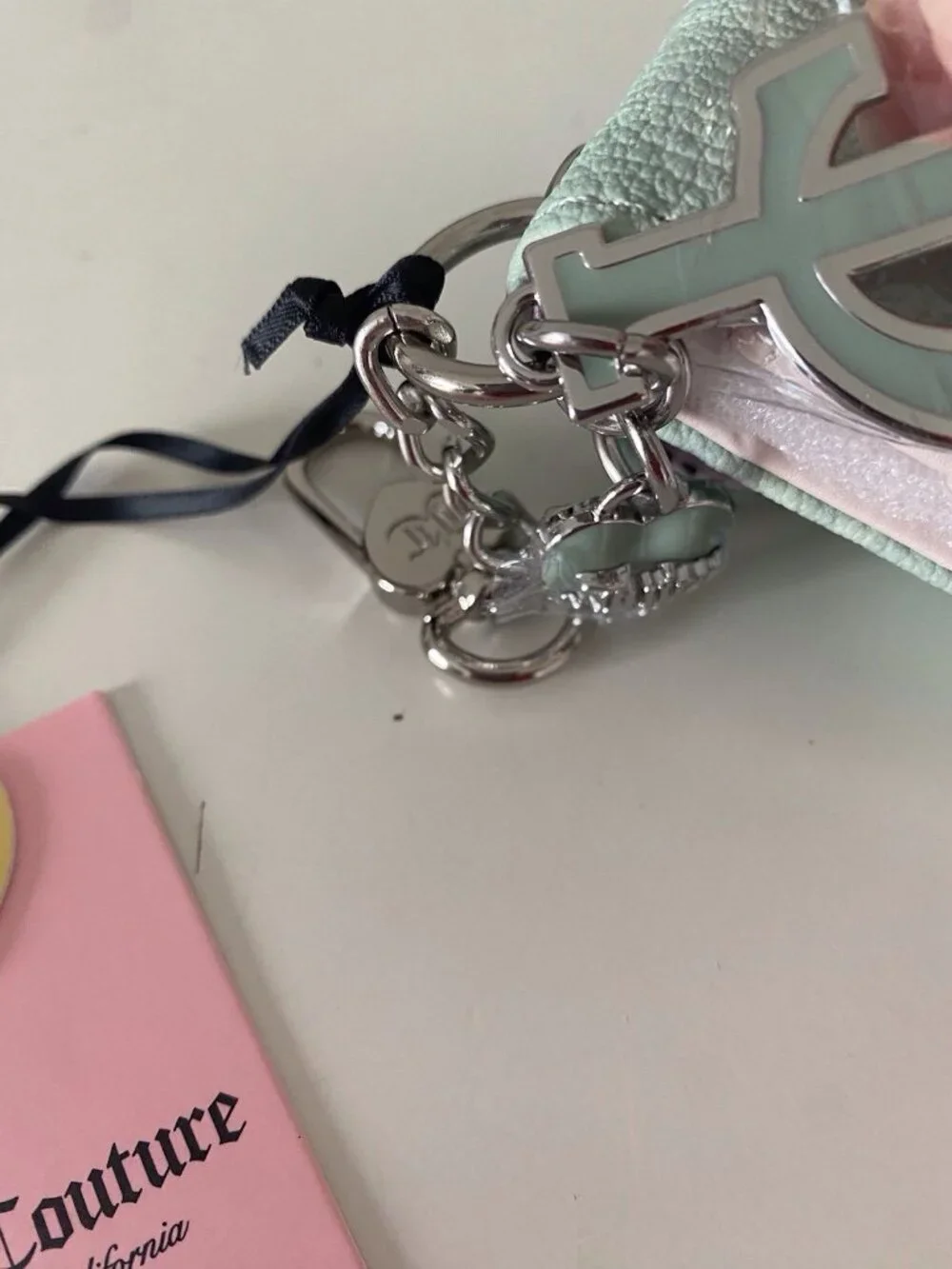 Juicy Couture The Bubble Pop Dual Sided Card Case In Frosty Green W/Charm NEW